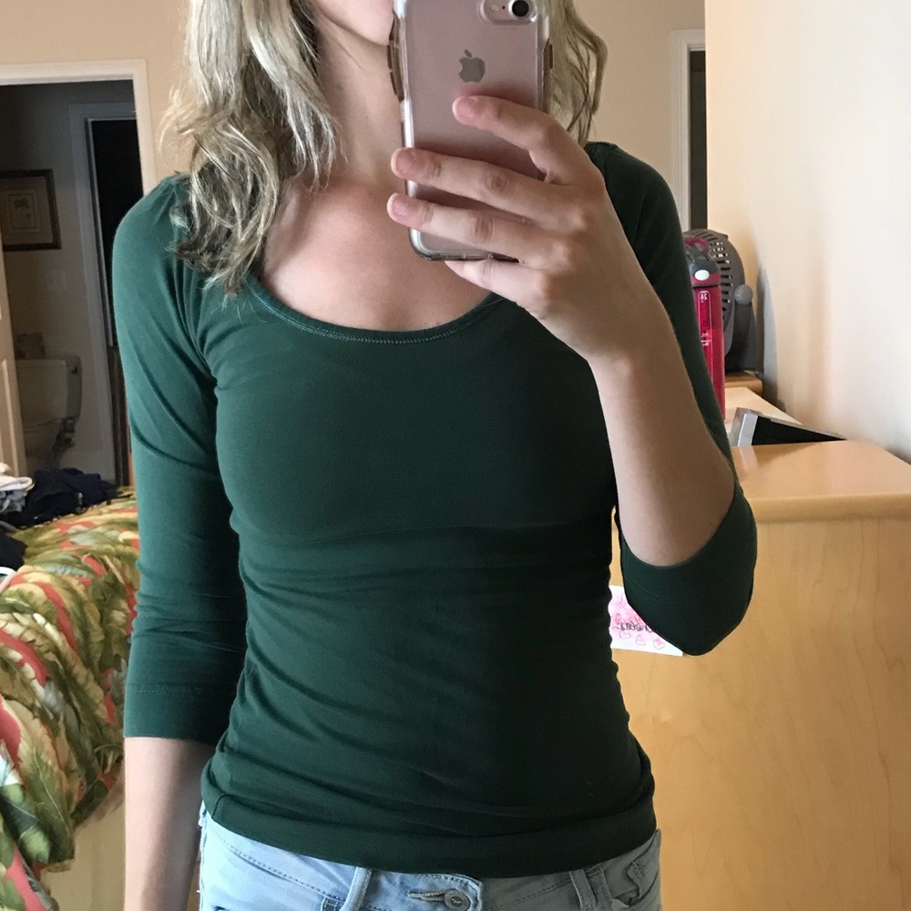 Green Tight 3/4 Sleeve Shirt